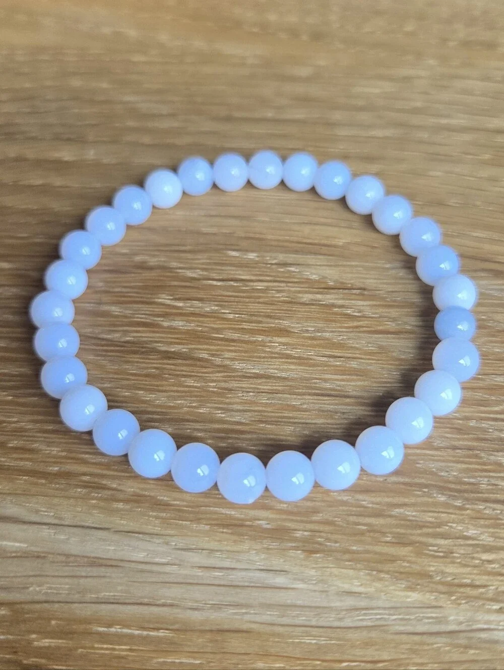 Chalcedony Beaded Stretch Bracelet | Handmade
